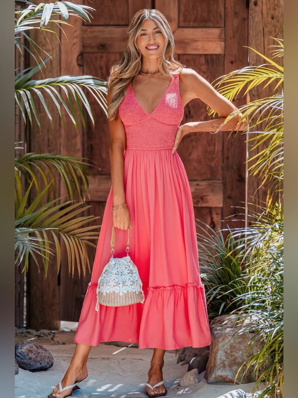 Cupshe Summer Flame Coral Maxi Dress